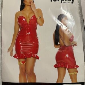 Forplay Red Ruffle Vinyl Dress